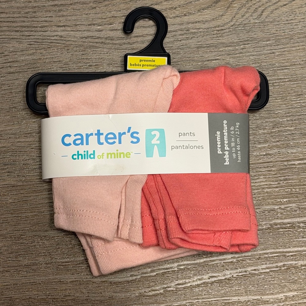 New Carters Preemie Girl Pants 2 Pack - Pink